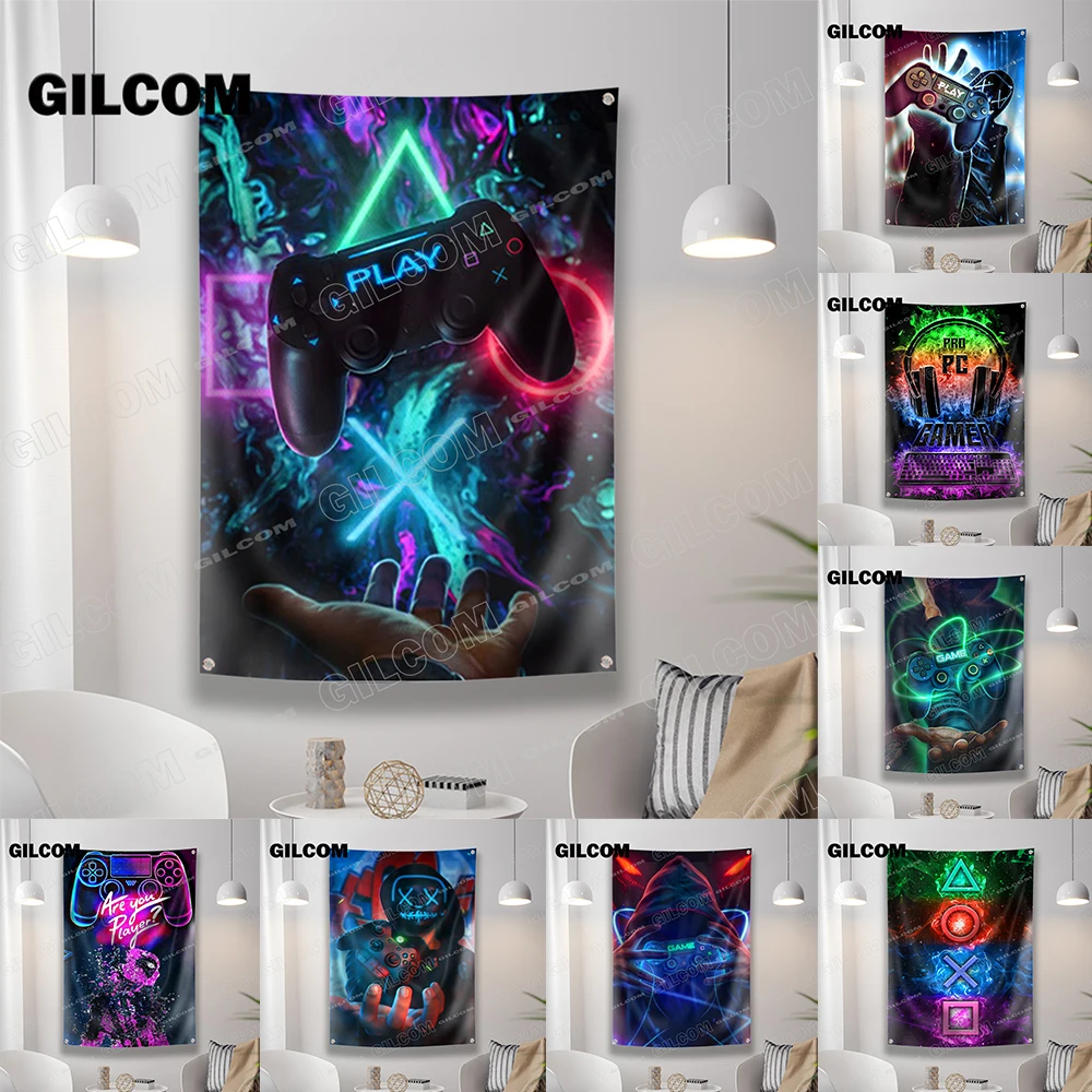 Esports Gaming Poster - Bendera Ruang Permainan Spanduk Gaya Punk