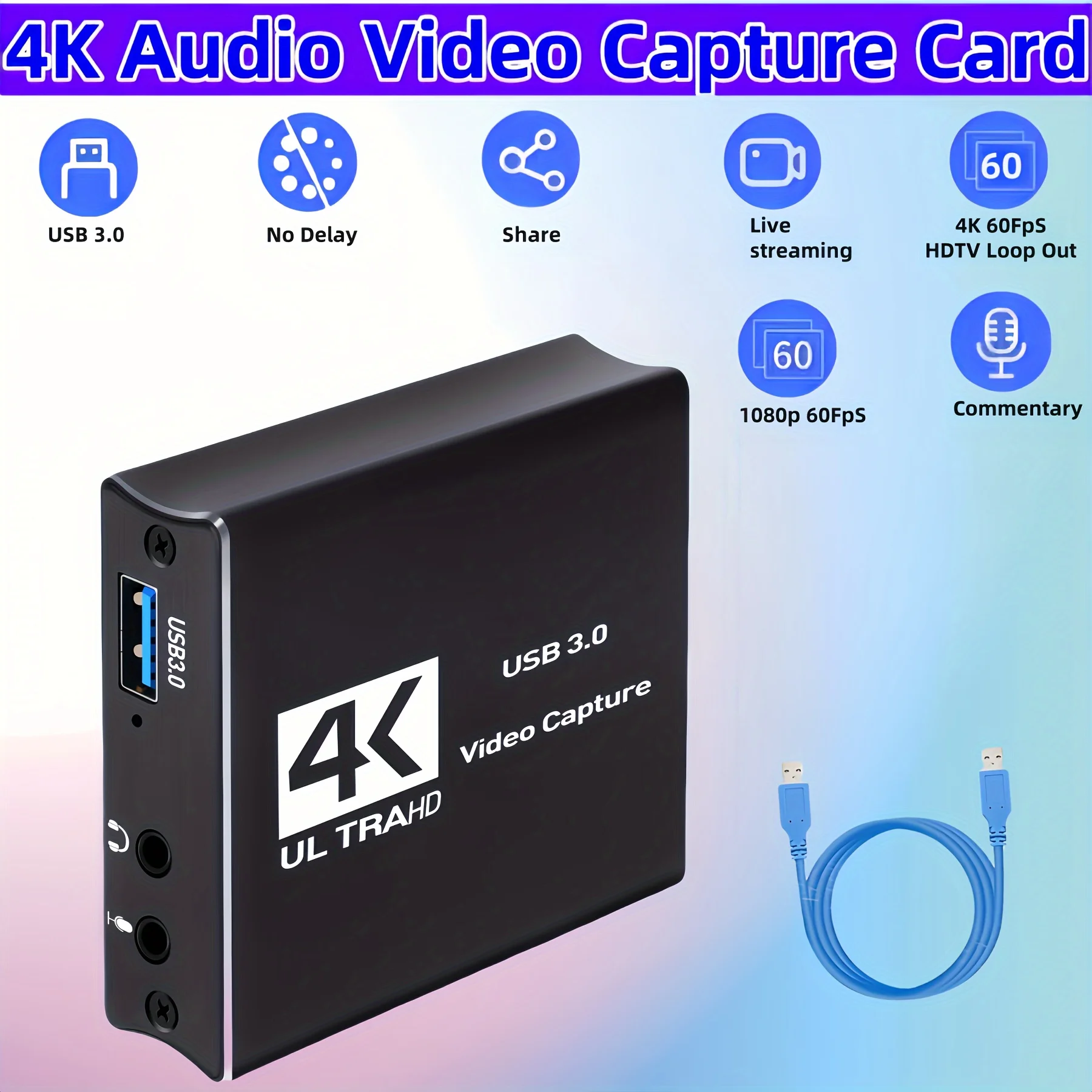 USB3.0 Pengambilan Video Kotak - Capture Card 4K Hdmi ulasan dan harga