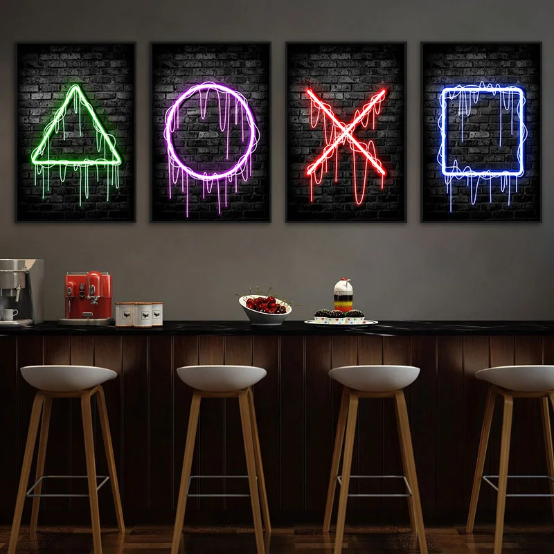 Poster Kanvas Gaming Neon Eat  - Esports Gaming Poster ulasan dan harga