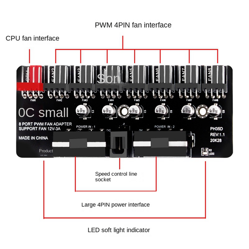 PC 1-8 Saluran 4Pin PWM Kipas  - Esports Gaming Splitter ulasan dan harga
