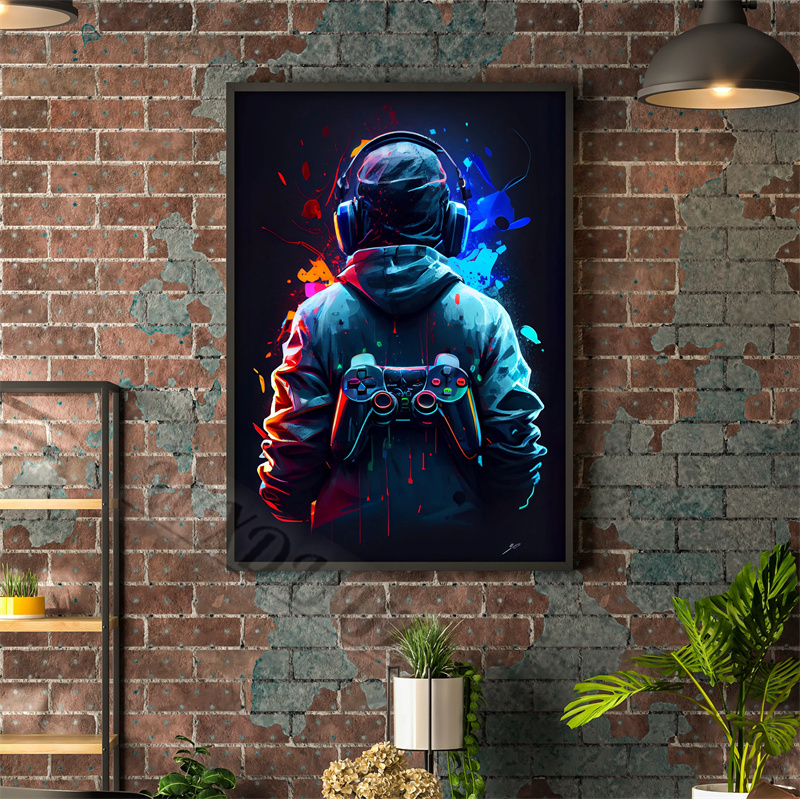 80s pengontrol Gamer Punk Neon - Esports Gaming Poster ulasan dan harga